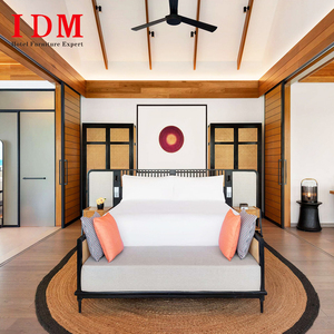 Juego de Muebles de <span class=keywords><strong>Hotel</strong></span> Comerciales Modernos IDM, Cama Doble Personalizada con Cabecera de Madera, Ecológico, para Apartamentos, Villas y Hoteles de 4-5 Estrellas - Product Image 1