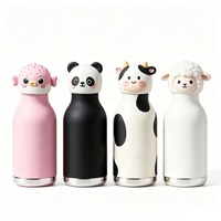 Gourde isotherme en acier inoxydable à double paroi, anti-fuite, 480 ml, avec tête d'animal de dessin animé, pour enfants, idéale pour l'école