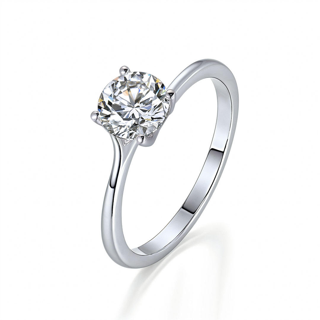 แหวนเพชรแล็บไวท์โกลด์ 14K