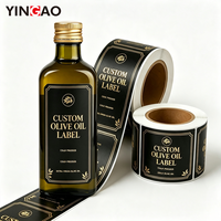 Étiquettes personnalisées pour bouteilles d'huile d'olive, autocollants en vinyle imperméables et résistants à l'huile, rouleaux avec estampage doré, taille personnalisée, qualité alimentaire