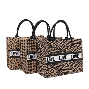 Bán Buôn Tái Sử Dụng Hoa In Đay Vải Với Xử Lý Tự Nhiên Dây Kéo Quà Tặng Tote Túi Mua - Product Image 3