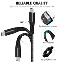 1M Nylon Tressé USB-C Type C Câble Noir 3A Charge Rapide pour Appareils Android Voitures Ordinateurs