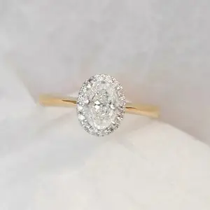 Bijoux fins en or véritable 14K Moissanite bague de mariage vente chaude 4.5CT taille ovale Vvs diamant minimaliste bagues de fiançailles pour les femmes