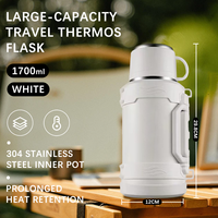 Bouteille isotherme Hong Ling grande capacité en acier inoxydable à double paroi – Maintien du contenu au chaud toute la journée 1700/2000/2300ml