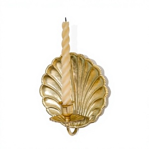 Brass Shell <b>Wall</b> <b>Sconce</b> Candle Holder Handmade Decorative <b>Wall</b> Mounted Candle Stand Vintage Brass <b>Wall</b> Decor for Living Room - Product Image 1