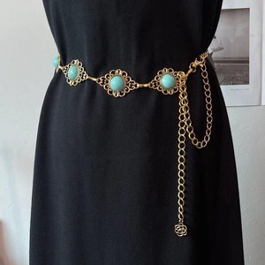 Ceinture perlée en alliage de style occidental avec pompon robe indienne longue chaîne de taille avec détail de perles de diamant - Product Image 2