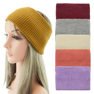 European and American solid color double knit head band face wash head cover