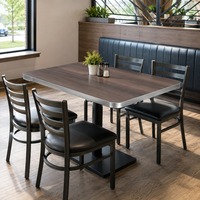 Table de restaurant commerciale rectangulaire en pierre frittée, aspect grain de bois, 40 mm d'épaisseur, moderne, durable, pour usage extérieur, salle à manger d'hôtel