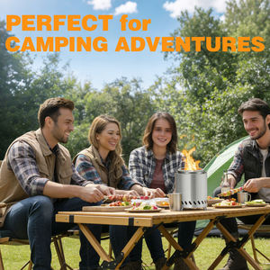 Seau à barbecue en acier inoxydable avec logo personnalisé et foyer sans fumée - Poêle à <span class=keywords><strong>bois</strong></span> portable pour le camping et la terrasse - Product Image 6