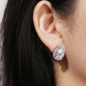 RAKOL EP001Z 2022 Water Drop Crystal <strong>earrings</strong> 925 sliver plated <strong>earring</strong> <strong>cuff</strong> big diamond crystal stone clip-on <strong>earring</strong> - Product Image 4