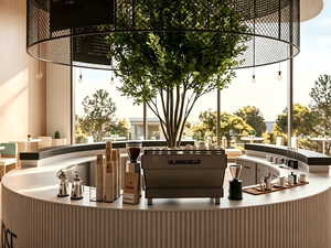Design d'intérieur de café nordique de luxe |   Comptoir de bar modulaire pour café et solutions d'aménagement de magasins de détail en bois et pierre - Product Image 3