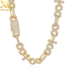 Collier en argent micro-pavé de zircons pour homme, avec croix à 8 épines et chaîne cubaine, bijoux de personnalité - Product Image 3