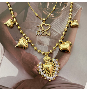 Collar con Colgante de Corazón MOM con Pedrería Estilo Vintage, Gargantilla de Cristal en Tono Dorado, Joyería Sentimental, Regalo para Madre, <span class=keywords><strong>Abuela</strong></span>, Mujer - Product Image 1