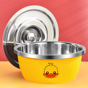 Bol en acier inoxydable Xinrong avec couvercle, qualité alimentaire, pour évier de cuisine, design canard jaune, facile à nettoyer - Product Image 1