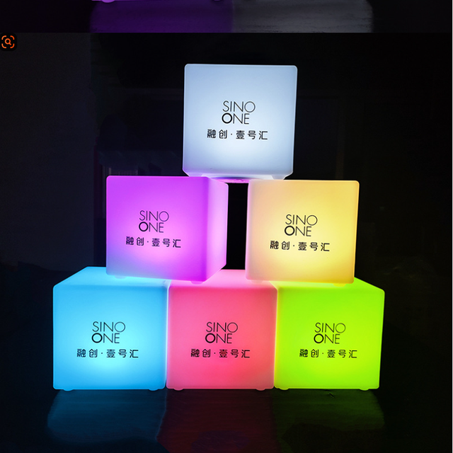 10cm(3.9inch) Cube LED Lamp Rechargeable Remote Control Color Changing Mood Light Lamp with LOGO