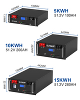 Baterai Lithium 5kwh 10kwh 15kwh yang Dapat Disesuaikan, Paket Baterai Lifepo4 48v 51.2v 100Ah 200Ah 300Ah, Cadangan Daya Surya untuk Rumah