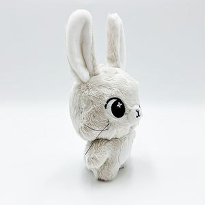 कस्टम ओएम छोटे 10 सेमी ग्रे स्टंड मोड़ कान के साथ लंबे कान के साथ सींग का बना हुआ खिलौना खरगोश - Product Image 5
