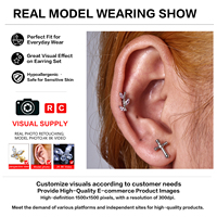 Anneau de nombril en titane G23 ASTM F136 à filetage interne, qualité implant, avec zircon, bijoux de piercing pour nombril, plaqué or, vente en gros