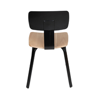 Chaise de salle à manger en placage de frêne avec cadre en métal noir, assise en contreplaqué, dossier rectangulaire tubulaire, chaise de salle à manger pour café et bistrot, vente en gros