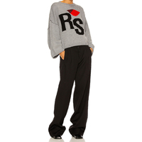 Großhandel Benutzerdefiniertes Logo OEM & ODM Drop-Shoulder Weitärmliger Rundhals-Pullover mit Jacquard-Buchstabenmuster aus Baumwolle Unisex-Sweater