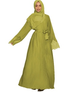 Recién llegado, traje de 2 piezas, encaje plisado bordado, Túnica de <span class=keywords><strong>lentejuelas</strong></span>, hijab, conjuntos de mujeres musulmanas, ropa islámica jalabiya - Product Image 4