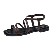 Sandales de plage compensées élastiques à lanières croisées, style européen et américain, grandes tailles, prix d'usine, vente en gros transfrontalière