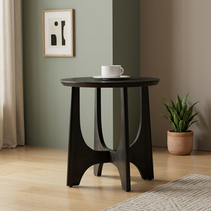 Tavolino Rotondo in MDF Nero da 25 Pollici per Camera da Letto, Soggiorno o Reception, Tavolo Versatile - Product Image 3
