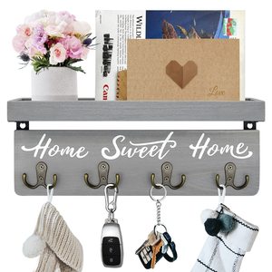 Portachiavi a parete e porta posta portachiavi in legno con 4 ganci a doppia chiave decorazioni per la casa rustiche per l'ingresso - Product Image 1
