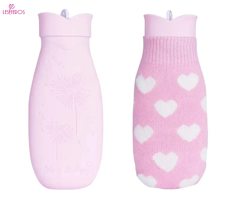 Lesheros Factory Direct Sale Reusable Warm Hands Long Silicone Hot Water Bag With Cover