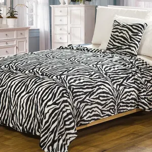 Wholesale Animal Zebra Printed Black And White Stripe Wearable Flannel Fleece Blanket For Winter