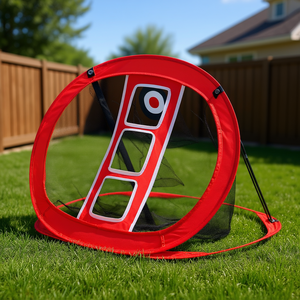 ตาข่ายซ้อมกอล์ฟแบบพกพาพร้อมดีไซน์เป้าหมายฝึกซ้อม สีแดง ทำจากโพลีเอสเตอร์ อุปกรณ์ฝึกซ้อมกลางแจ้งสำหรับใช้ในบ้านและในร่ม - Product Image 2