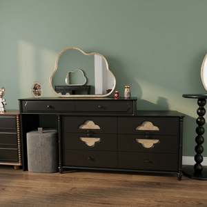 Mesa de Maquillaje Moderna, Ecológica y Duradera con Espejo de Pie, Escritorio de Almacenamiento de Metal Gris y Madera para Dormitorio - Product Image 4