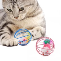 Jouets pour chats en gros : cages en fil métallique colorées avec plumes, résistantes aux morsures, avec clochette et en peluche pour l'auto-entretenement des chats