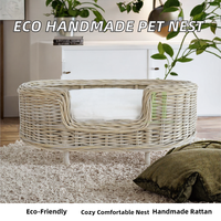 Nouvelle Maison/Nid Confortable et Respirant(e) pour Animaux de Compagnie (Chats et Chiens) en Rotin Massif Fait Main, Écologique et Durable, Idéal(e) pour l'Intérieur