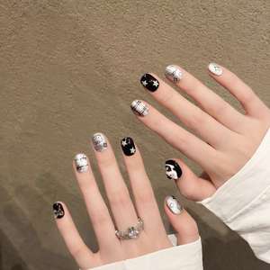 Suministro directo del proveedor Nail art design Cat's eye nude Black Pulido cuadrado <span class=keywords><strong>Hello</strong></span> <span class=keywords><strong>Kitty</strong></span> <span class=keywords><strong>uñas</strong></span> postizas - Product Image 1