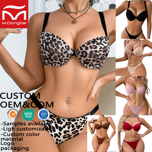 Set di Biancheria Intima Femminile di Qualità con Imbottitura, Pizzo, Fiocco Ricamato, Push-Up, Traspirante, Senza Cuciture, per Uso Quotidiano, <span class=keywords><strong>Sexy</strong></span> Bikini XL Cup - Product Image 1