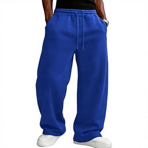 Pantalon de survêtement épais à jambe large, coupe ample et oversize, en molleton gris, vente en gros, logo personnalisé, faible MOQ, OEM - Product Image 1