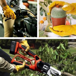 Gants de travail en cuir de vachette souple jaune pour hommes et femmes, idéaux pour la randonnée, le camping, l'escalade, la construction, la conduite et le jardinage en extérieur. - Product Image 5