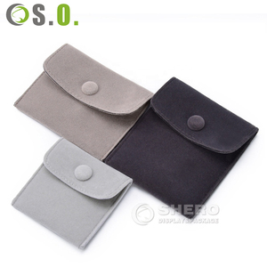 Customized Luxury Faux Flap Envelope Small Velvet <b>Watch</b> Jewelry Pouches With Button <b>Ring</b> Earring Pouch Bag - Product Image 2