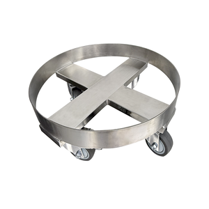 ポータブル手動丸型ドラムトロリー ステンレス鋼製完全溶接フレーム 移動式キャスタートロリー 耐荷重300KG・400KG - Product Image 1