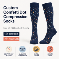 Chaussettes de compression personnalisées à pois, hauteur genou, 15-20 mmHg, 20-30 mmHg, compression graduée, OEM, ODM, marque privée