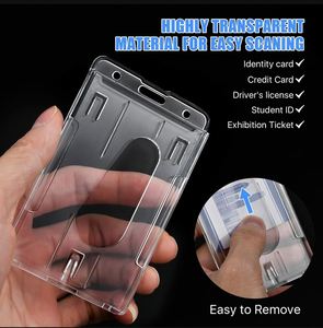 Card Holder with Extendable Key <b>Ring</b> Hard Plastic Access Cards with <b>Clip</b> Made of Hard Plastic Card Badge Holder - Product Image 4