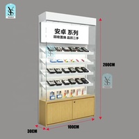Hautement sélectionné d'occasion nouveaux accessoires de téléphone portable Apple Paipai affichage en verre LED comptoir mural étagère numérique hautes vitrines