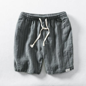 Vente en gros de shorts en lin confortables d'été pour hommes personnalisés corde à tirer élastique pantalons d'intérieur pantalons de <span class=keywords><strong>pyjama</strong></span> shorts de plage pour les vacances - Product Image 4