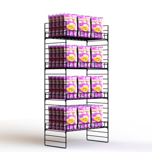 Khoai tây chiên có thể điều chỉnh 4 tầng kim loại điểm mua bán lẻ hiển thị với dây kệ kim loại Pop Kệ hiển thị giá - Product Image 2