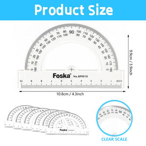 Foska Rapporteur en plastique transparent multi-usages, rapporteur mathématique 180 degrés 4 pouces pour la mesure, les travaux des étudiants et le graphique d'ingénierie - Product Image 4