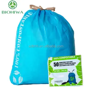 Venda quente GRS RCS Certificado Biodegradável Cordão de Embalagem de Lixo de plástico Reciclado saco de rolo de lixo de compostagem com alças de transporte