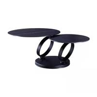 Table basse en métal pour salon Foshan Furniture, 2 tables rondes en marbre, table centrale rotative, cadre en acier doré, argenté, noir, tables basses