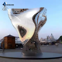 Sculpture interactive en acier inoxydable poli miroir personnalisée, art extérieur, mascotte, décoration d'espace public, aménagement paysager