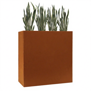 Jardinera Cuadrada Americana de Acero Corten Resistente a la Intemperie, Ecológica, para Exteriores, 610L 250W 610H, Maceta de Acero para Flores - Product Image 1
